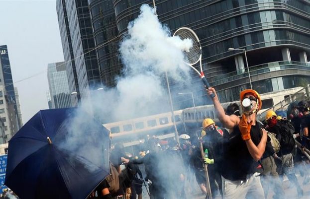 Hong Kong police fire tear gas