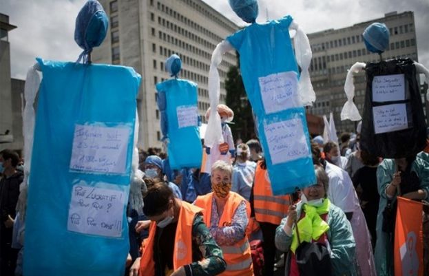 French police fire tear gas at protesters demanding more investment in healthcare