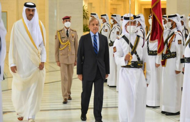 Prime Minister Shehbaz Sharif and Ameer of Qatar Sheikh Tamim Bin Hamad Al Thani