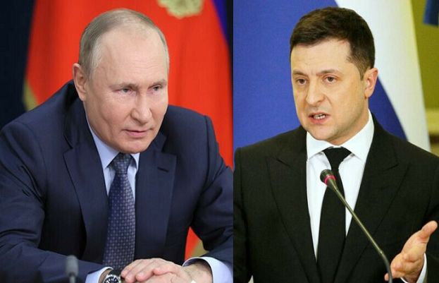 روسی صدر ولادیمیر پیوٹن اور یوکرینی صدر ولادیمیر زیلنسکی