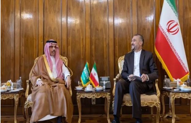 Iranian Foreign Minister Hossein Amir-Abdollahian and Saudi Foreign Minister Prince Faisal bin Farhan