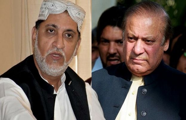 سربراہ بلوچستان نیشنل پارٹی-مینگل (بی این پی-مینگل) سردار اختر مینگل اور سربراہ مسلم لیگ (ن) نواز شریف