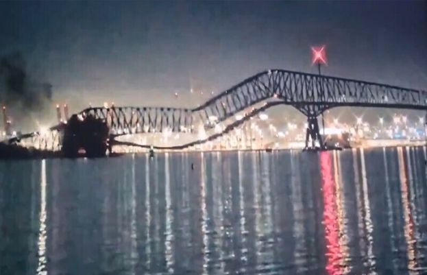 Major bridge collapses in Baltimore after cargo ship rams into pylon