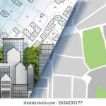 A clean and professional depiction of urban development and infrastructure planning, blueprints on a table with a hard hat, and a soft background showing clean city roads under development in Pakistan, daylight, realistic style.